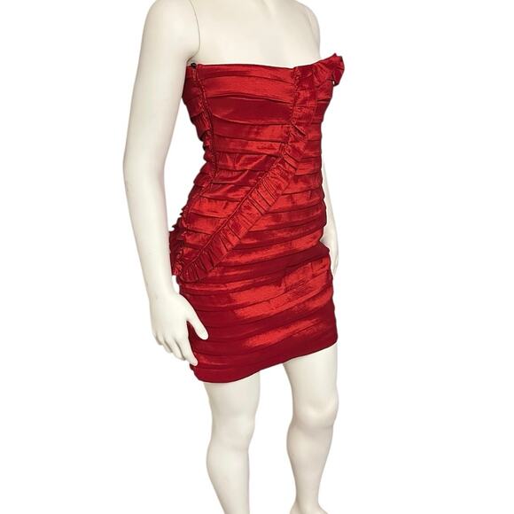 City Triangle Women 13 Mini Dress Red Taffeta Party Event HOCO Stretch Glam Y2K - Picture 1 of 13